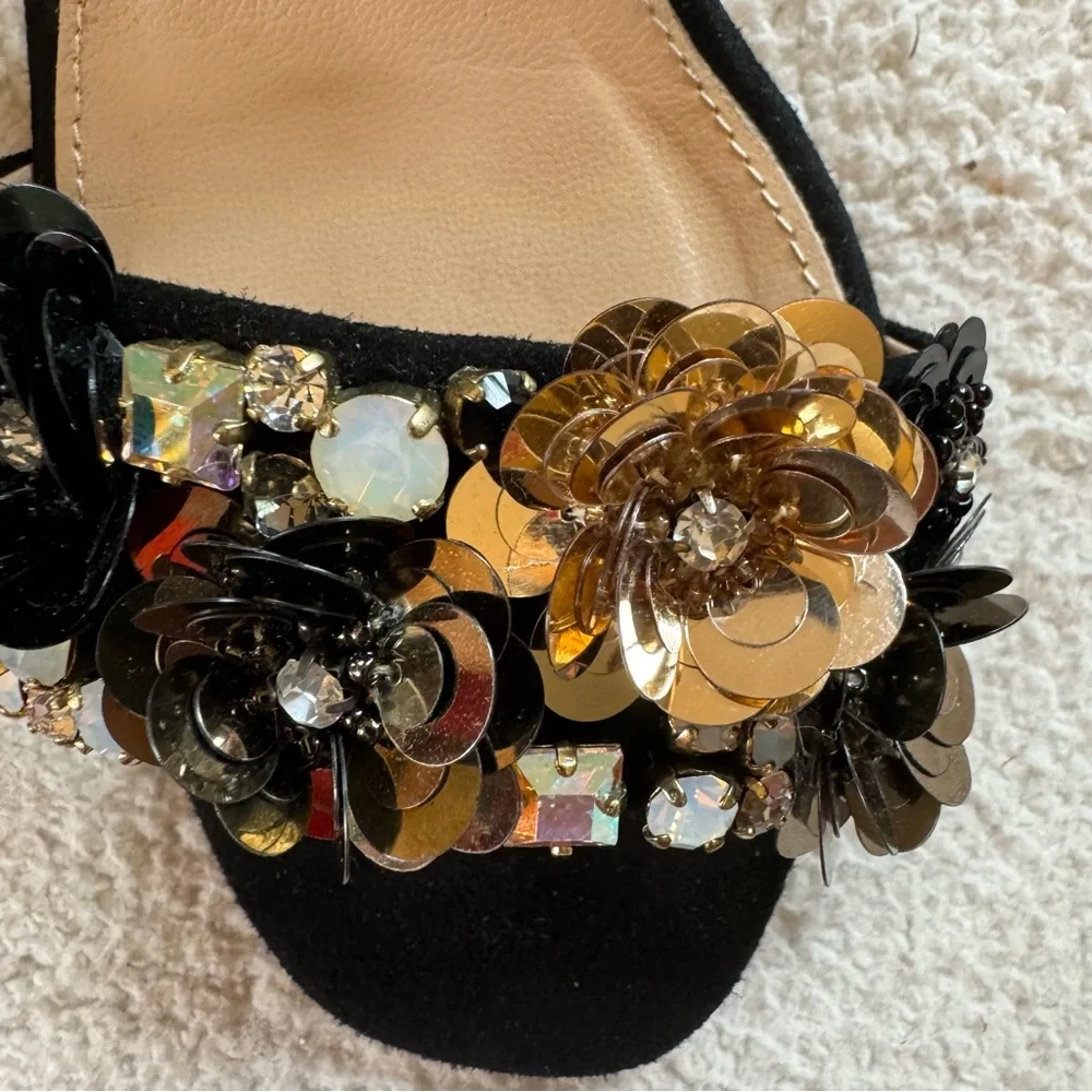 J Crew Collection sandals with sequin flowers, gorgeous! EUC! - Picture 3 of 12